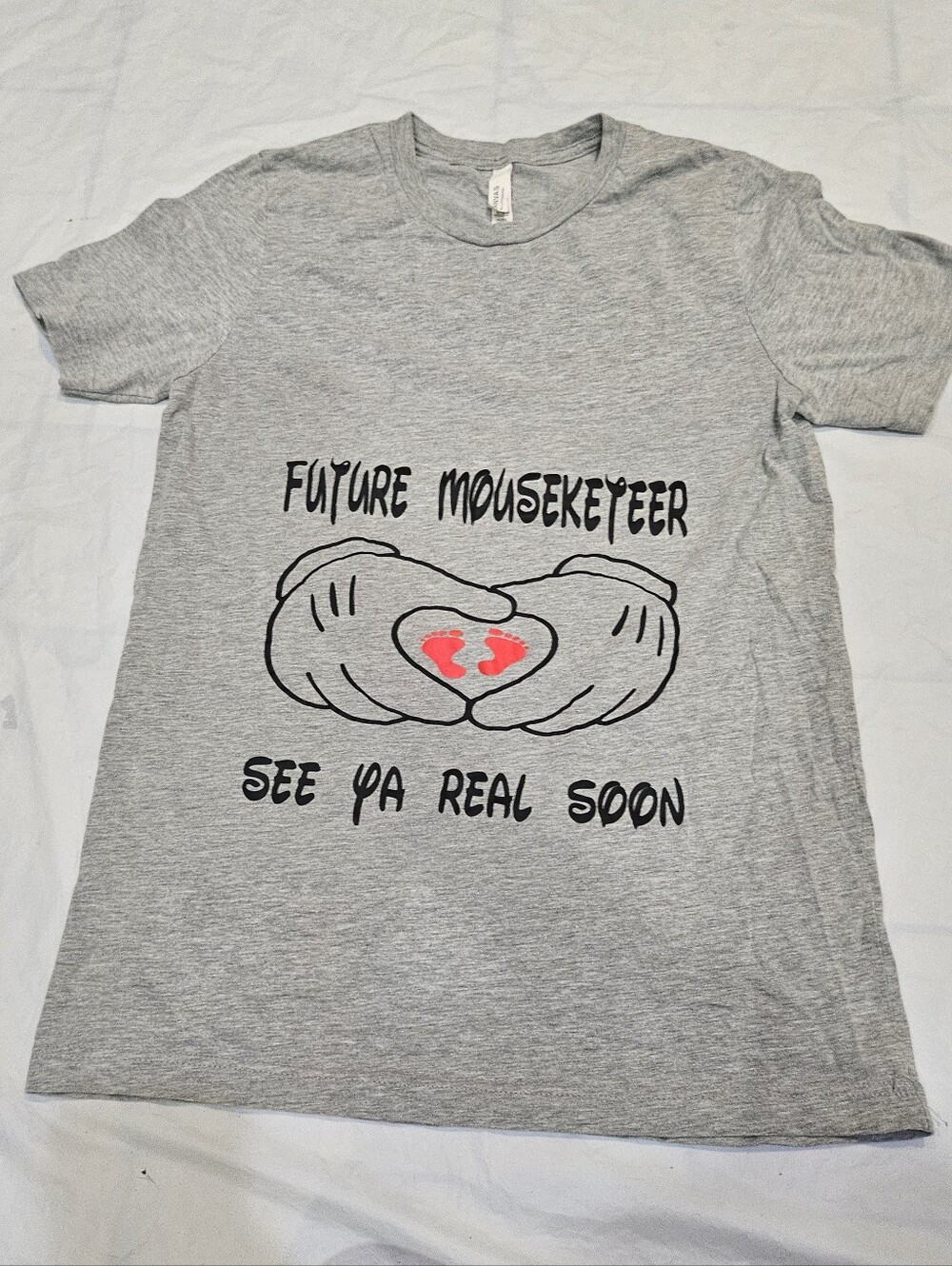 Disney Pregnancy Announcement Shirt - Future Mouseketeer Gray T-Shirt Size M